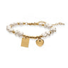 Cuffora Heart Charm Bracelet – Timeless Gold Pearl Elegance That Never Fades