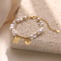 Cuffora Heart Charm Bracelet – Timeless Gold Pearl Elegance That Never Fades