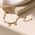 Cuffora Heart Charm Bracelet – Timeless Gold Pearl Elegance That Never Fades