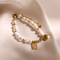 Cuffora Heart Charm Bracelet – Timeless Gold Pearl Elegance That Never Fades