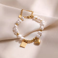 Cuffora Heart Charm Bracelet – Timeless Gold Pearl Elegance That Never Fades